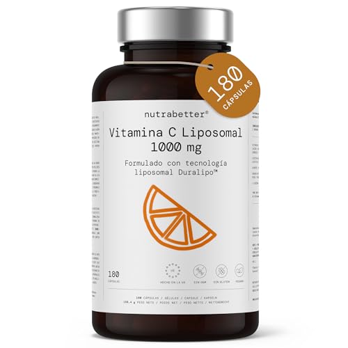 Vitamina C Liposomal 1000mg | 180 Cápsulas Veganas - 3 meses de Suministro | La Vitamina C Contribuye al Funcionamiento Normal del Sistema Inmunitario (EFSA) | nutrabetter®