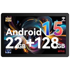 Whitedeer Tablet Android 15 Octa-Core Processor, 22GB+128GB+1TB TF, Tablet 10 inch with IPS Display, Android Tablets with 2.0GHz CPU, 6200mAh/ 5G WiFi/BT5.4/8MP+5MP/OTG, PC Mode, Widevine L1(Black)