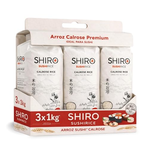 Arroz para sushi, Misori Sushi Rice, arroz de grano medio redondo, Shiro Arroz de Calrose, Ideal para onigiri, Donburi, Platos Japoneses Diarios, Cocina Japonesa, Contiene 3 unidades de 1 Kg
