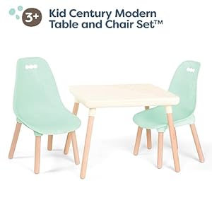 B toys b spaces table and chair set furniture for toddlers 1 craft table 2 chairs natural wooden legs mint 3 years  urban country home decor