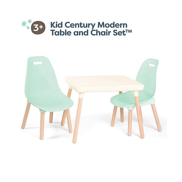 B toys b spaces table and chair set furniture for toddlers 1 craft table 2 chairs natural wooden legs mint 3 years  urban country home decor