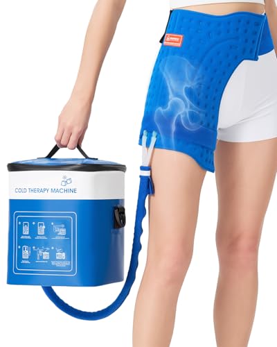 Cold Therapy Machine for Hip 15.8Qt Large Ice Machine with Temp Display & Pressure Regulator Cryotherapy Leak-Proof Hip-Specific Wrap Whisper-Quiet Pump & 4 Timer Settings