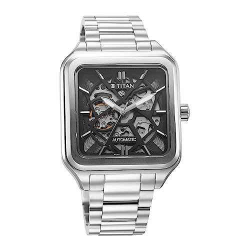 Titan Automatics Anthracite Analog Silver Dial Stainless Steel Strap for Men-NS90162SM01 - Image 2