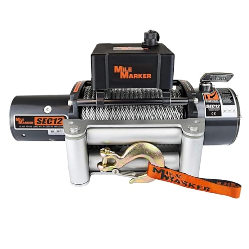 Winche eléctrico Mile Marker 12,000 lbs con cable de acero miniatura 2
