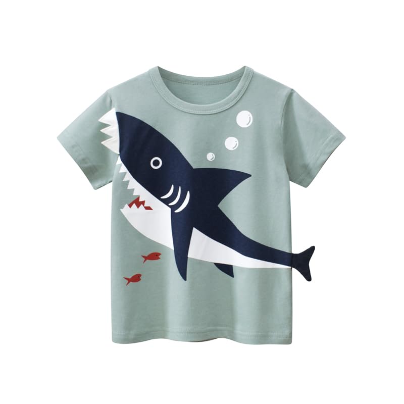 LMYOVE Toddler Baby Little Boy Shirts Summer Outfits Short Sleeve Crewneck Top Tee Set 3 Pack 2-6T Kids Animal Dinosaur2