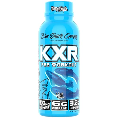 Image of VMI Sports KXR High Stimulant Pre-Workout Energy Ready to Drink 400mg Caffeine, 6g Citrulline, 3.2g Beta-Alanine | Delicious, Convenient, Powerful | 12.5 oz Bottles (Blue Gummy, 12 Bottles)