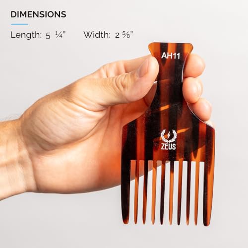 Peine Afro ZEUS 5.25" para cabello rizado y barba miniatura 6