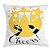 KENDIA Manos humanas tintineando Cheers Theme celebrando Ocasiones Importantes, Funda de Almohada Decorativa con Detalles Cuadrados, Mostaza y Gris carbón, 16 Pulgadas