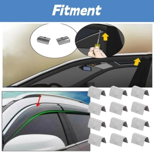 Image of Wind Deflector Clips,12Pcs Car Wind Rain Deflector Channel Stainless Steel Fixing Retaining Clips Fit for G3