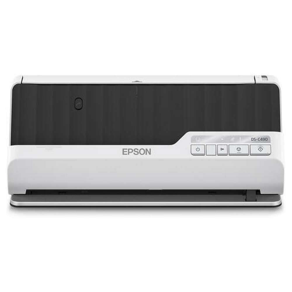 Epson Premium Scanner DS-C490, kompakter A4 Business Scanner mit geringem Stromverbrauch, Duplex-Einzugscanner mit vielseitiger Medienverarbeitung, schwarz/weiß