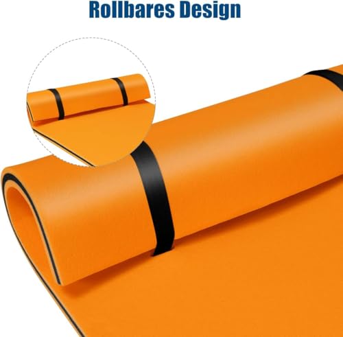 FANTASK Schwimmmatte 220 x 90 cm, schwimmende Wassermatte bis 100 kg belastbar, schwimmender Matte aus reißfestem XPE-Schaumstoff, Orange