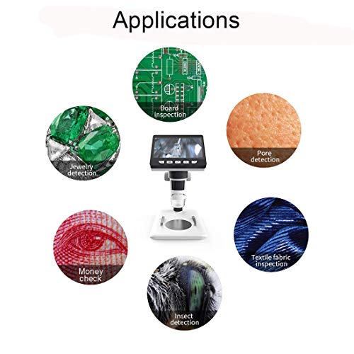 Image of SMILEDRIVE Digital HD Microscope with 4.3 inches Colour Screen | 50-1000x adjustable Magnification, USB Connection with Laptop, PC, Built-in MicroSD card slot (32GB)