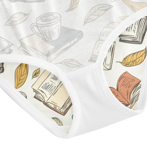 ZZKKO Vibrant Books with Cup Girls Underwear Toddler Panties for Girls Comfort Brief Size 2T-8Y4