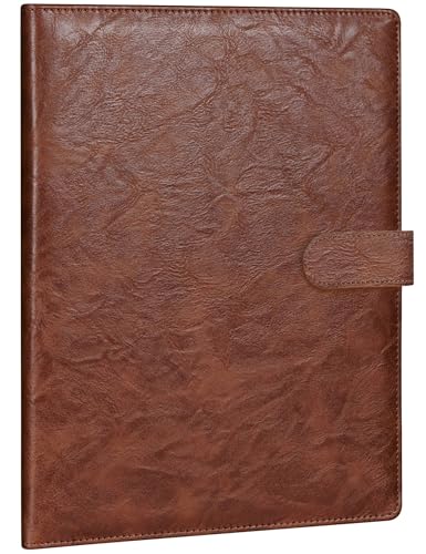 Image of Mymazn Padfolio Portfolio Folder, Faux Leather Interview Resume Folder with Document Organizer & Business Card Holder, Letter-Sized Notepad Legal Pad Holder for Men Women (Brown)