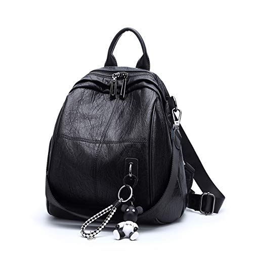 BUKESIYI Mujer Bolsos Mochila Niña Vestir Antirobo Pequeña Casual Bandolera Portatil PU Cuero Piel ES78302 Fekete