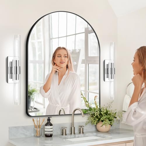 Image of Nickle Wall Sconce, 22.8 inch Vanity Lights for Bathroom, Sconces Wall Lighting 2-Light, Modern Wall Lamps for Bedroom Living Room Bathroom Hallway