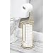 mDesign Steel Metal Free Standing Toilet Paper Holder with Storage for Bathroom, Floor Stand Holder 3 Toilet Tissue Roll Dispenser for Master or Guest Bath, Powder Room, Omni Collection, Soft Brass