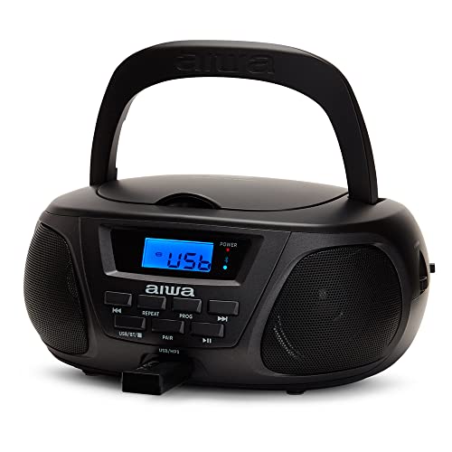 Aiwa BBTU-300BKMKII Draagbare CD-speler, CD-radio (FM-radio, Hyperbass-technologie, audio-ingang, Bluetooth, USB), kleur: zwart - Image 7
