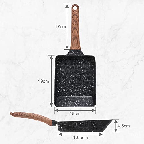 Foto von Bobikuke Tamagoyaki Pfanne, Japanische Omelette Eierpfanne Nonstick Aluminium Rechteckig Kleine Pfanne, für Gasherd und Induktionsherd (Schwarz)