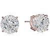 Amazon Essentials Rose Gold Plated Sterling Silver Round Cut Cubic Zirconia Stud Earrings (8.5mm)
