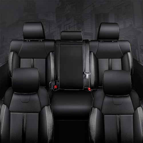 Image of Carlimeki Leather Seat Covers Custom Fit for Tundra 2014-2021 CrewMax | Fits SR, SR5, Limited, Platinum, 1794 Edition, TRD Pro, Capstone - Carbon Fiber - Premium Leather Fully Covered
