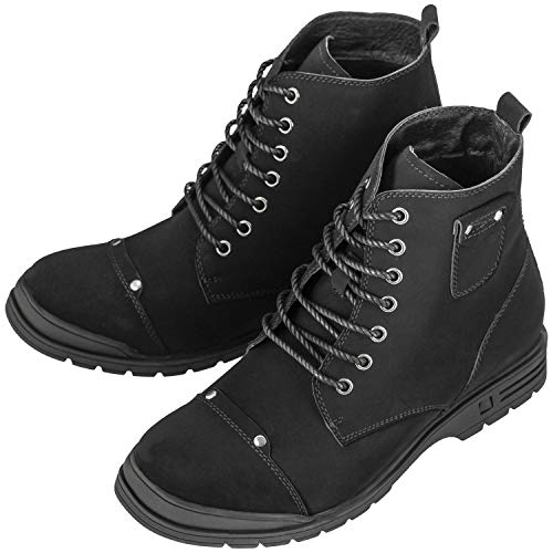 Calden Men's Invisible Height Increasing Elevator Shoes - Black Nubuck Leather Lace-up Military Style Ankle Boots - 3.2 Inches Taller - K18135 - Size 7.5 D(M) US4