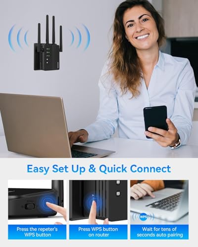 WiFi Extender with Ethernet Port, Covers Up to 12880 Sq.ft and 105 Devices, WiFi Extender Signal Booster with Dual Band 5GHz/2.4GHz, Long Range WiFi Repeater for Home, WiFi Booster Extender - Image 3