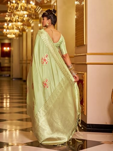 Image of SWORNOF Women's Banarasi silk Saree With Unstitched Blouse Piece