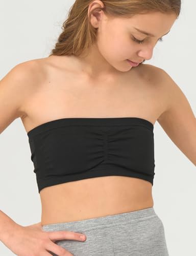Suekaphin Girls Training Bra Padded Seamless Soft Bras for Girls Bandeau Bra Strapless Tube Bra with Removable Pads Pack of 52