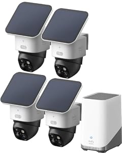 eufy eufyCam Kamera, 4er-Pack, Überwachungskamera aussen solar, 360°-Überwachung, Keine Toten Winkel, Überwachungskamera aussen mit 2, 4-GHz-WLAN, Gebührenfreie Nutzung, HomeBase 3 kompatibel