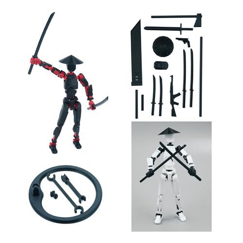 Image of Dummy 13 Action Figure Robot | Fully Articulated 3D Printed Robot Toy | 5.4-inch Collectible Figurine | Matte Finish | Unassembeled | Combo of 2 (WhiteBlack+BlackRed)