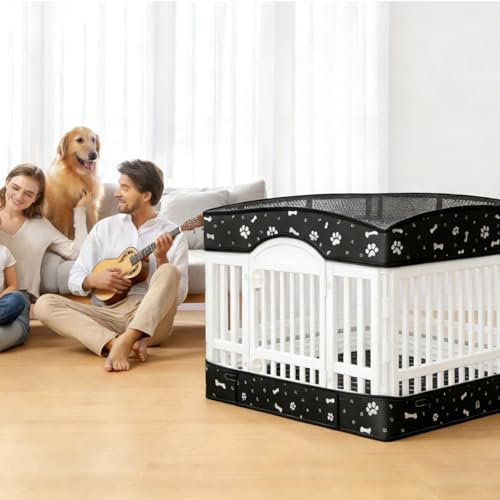Image of Dog Playpens Cover and Bottom Mat Set,Playpen Not Included, Non-Slip Dog Crate Covers 36 Inch, Dog Playpen Bottom Pad, Washable Reusable Puppy Playpen Pad for Pet PlayPen, Dog Kennel Covers 36 Inch