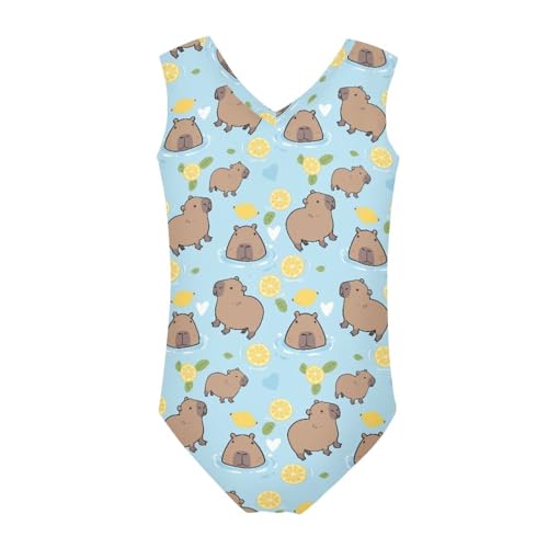 Image of One Piece Swimsuit Girls Kids Bathing Suit V Neck Wide Shoulder Strap Toddler Beach Swimwear for 3-14 Years