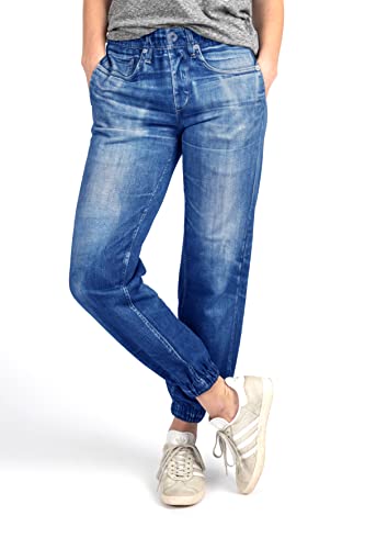 Jeaneez French Terry Jogger Jeans Pants for Women | Pull-On Elastic Waist Jeans, Stylish and Comfortable Denim