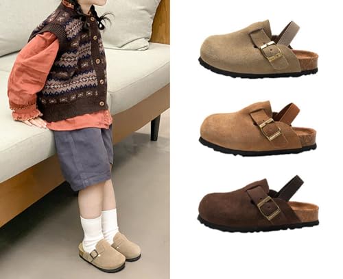 Generic Kids Suede Clogs Toddler Clogs Boys Girls Sandals Cork Adjustable Buckle Mules thumb #4