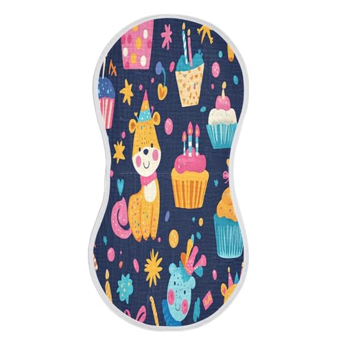 Birthday Cake Plant Burp Cloths Cotton Baby Washcloths,Large 22x11in Burping Cloth Absorbent and Soft for Newborn Baby Boys and Girls,4 Pack