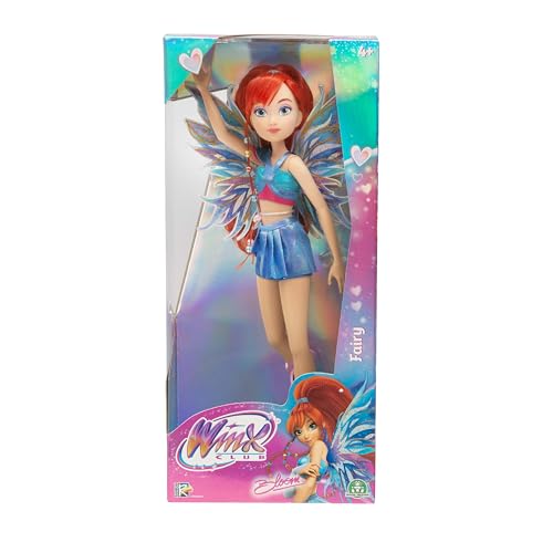 Winx Boneca Bloom, moda boneca alta 27 cm, totalmente articulada, vestido como a nova série animada com asas removíveis, para crianças a partir de 3 anos