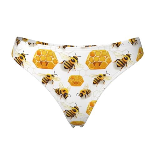 TZTTZT Tangas mit niedlichem Bienen-Honig-Aufdruck für Frauen – nahtlos, Unterwäsche für Damen, Tanga, Schwarz, S