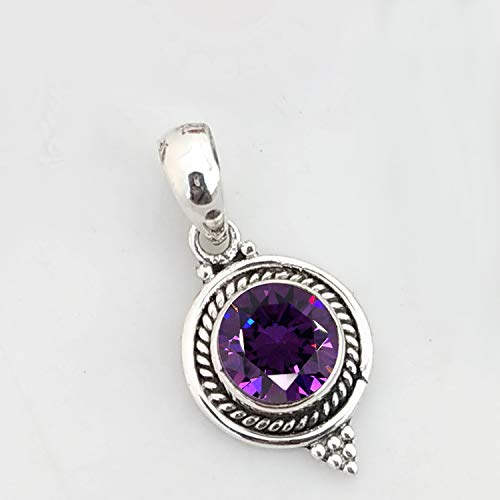 Natural Amethyst Gemstone 925 Sterling Silver Small Pendant for Womens, Charm Pendant