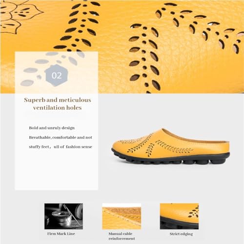 Owlkay Shoes for Women - All-Match Hollow Breathable Summer Flats, Slip-On Round Toe Non-Slip Softsole Lightweight Comfortable Orthotic Loafers for Women2