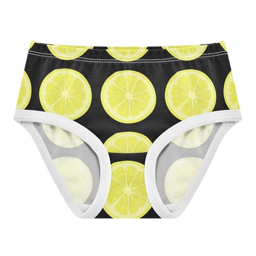 Bright Yellow Lemon Slices Black Panties Little Girl Girls Underwear Toddlers Cotton Cartoon Briefs Underpants 2t