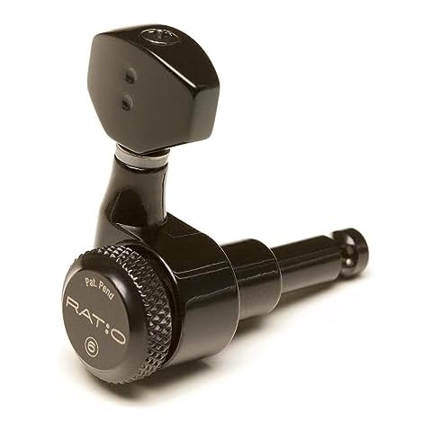 PRL-8721-B0 : RATIO LOCKING TUNED MACHINE HEADS - ELECTRIC 6 IN LINE CONTEMPORARY MINI BLACK 2 PIN Cover