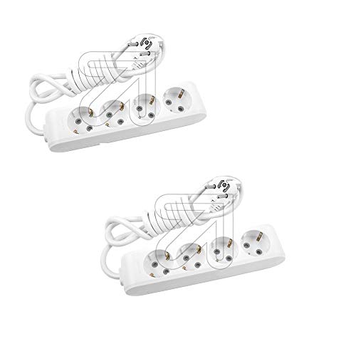 Preisvergleich Produktbild Colours-Manufaktur Panasonic Designer Steckdosenleiste / Mehrfachstecker mit Kindersicherung und Schuko * Verschiedene Modelle, Farben und Längen wählbar * (1,5 Meter, 4-Fach Weiss (2er Pack))