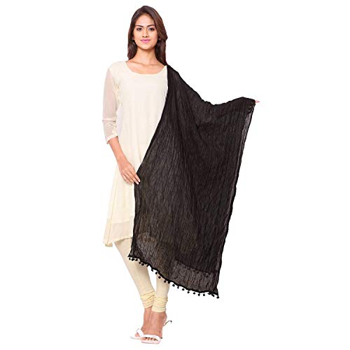 Cotton Solid Colors Women Dupatta scarves Shawl (BLack)