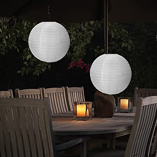 Farolillos solares para exteriores, IP55, resistente al agua, 30 cm, forma de bola redonda, iluminación para jardín, terraza, patio, casa, árbol de Navidad, decoración (color blanco)