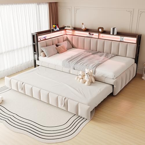 RIAZOS Polsterbett Schlafsofa 90x200 cm mit Ausziehbett...