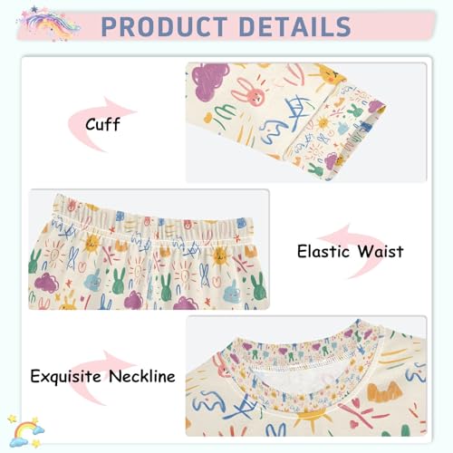 senya Cute Childish Graffiti Aa Pajamas Set Long Sleeve Soft Cotton Sleepwear 2 Piece4