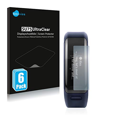 savvies Protector Pantalla Compatible con Garmin Vivosmart HR (6 Unidades) Pelicula Ultra Transparente