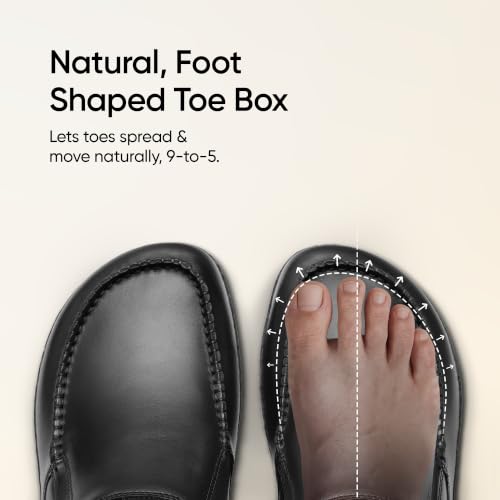 Image of Frido ErgoSlyd Formal Slip-on Shoes for Men, Genuine Leather Loafers with Wide Toe Box & Zero Drop Sole, Cushioned Insole for All-Day Comfort, Ideal for Business, Office, Weddings & Formal Occasions