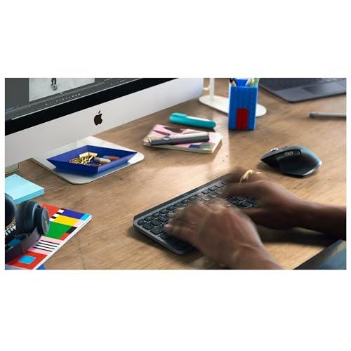 Logitech MX Keys Mini draadloos toetsenbord, compact, Bluetooth, achtergrondverlichting, USB-C, compatibel met Apple macOS, iOS, Windows, Linux, Android, metalen behuizing - donkergrijs, QWERTZ - Afbeelding 6